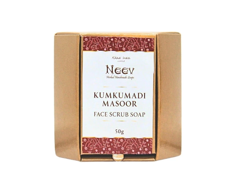 Neev Herbal Handmade Soaps Kumkumadi Masoor Face Scrub Soap - Brightens and Smoothens Skin for a Radiant Glow
